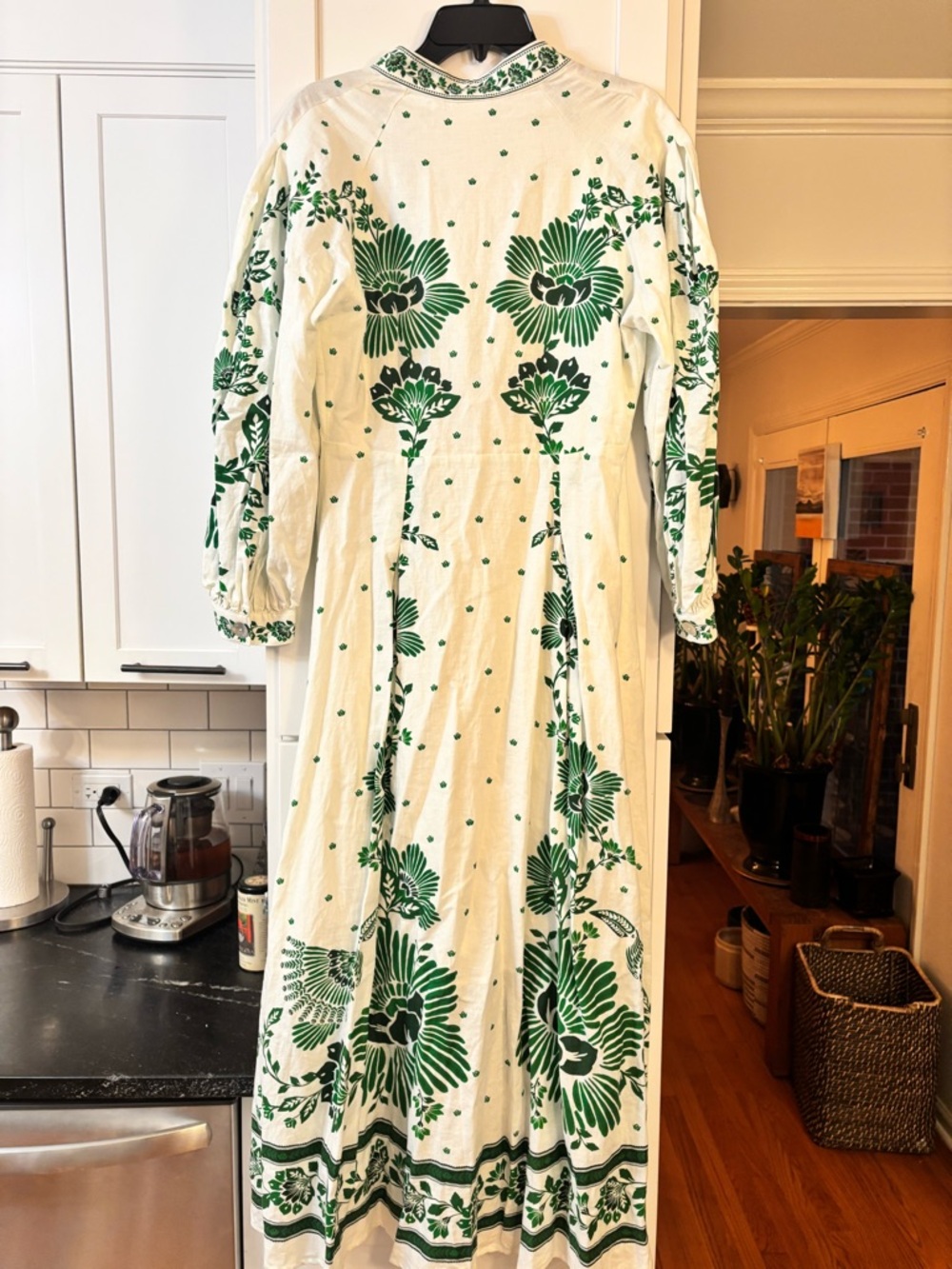 new Farm Rio Forest Soul Off-White Maxi Dress green and white floral sundress - Picture 11 of 12